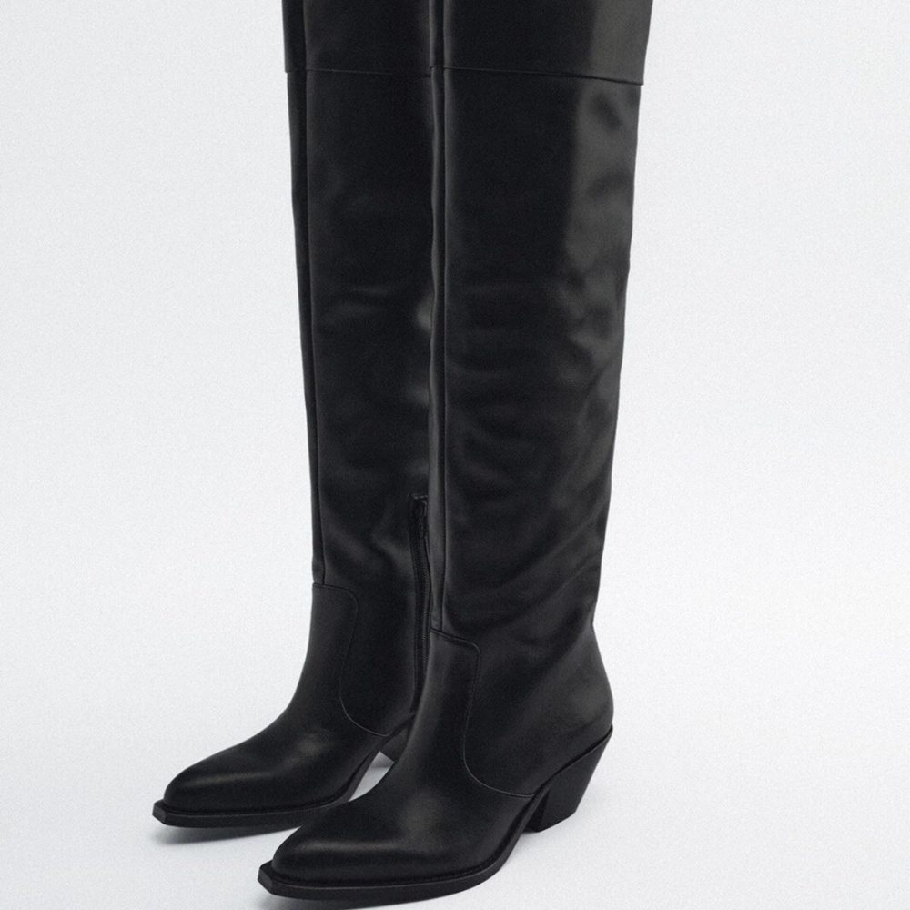 ZARA LEATHER COWBOY BOOT -